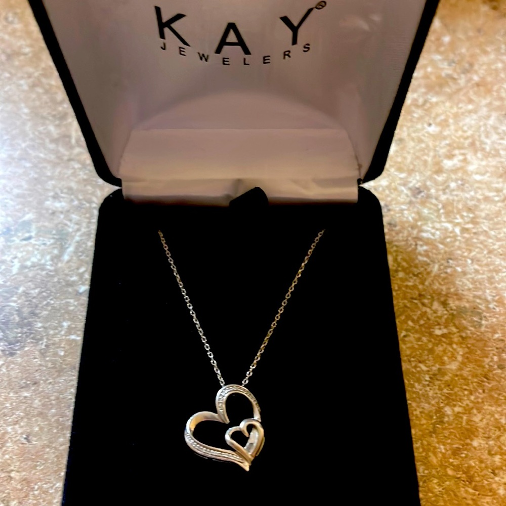 Kays double heart sterling silver necklace